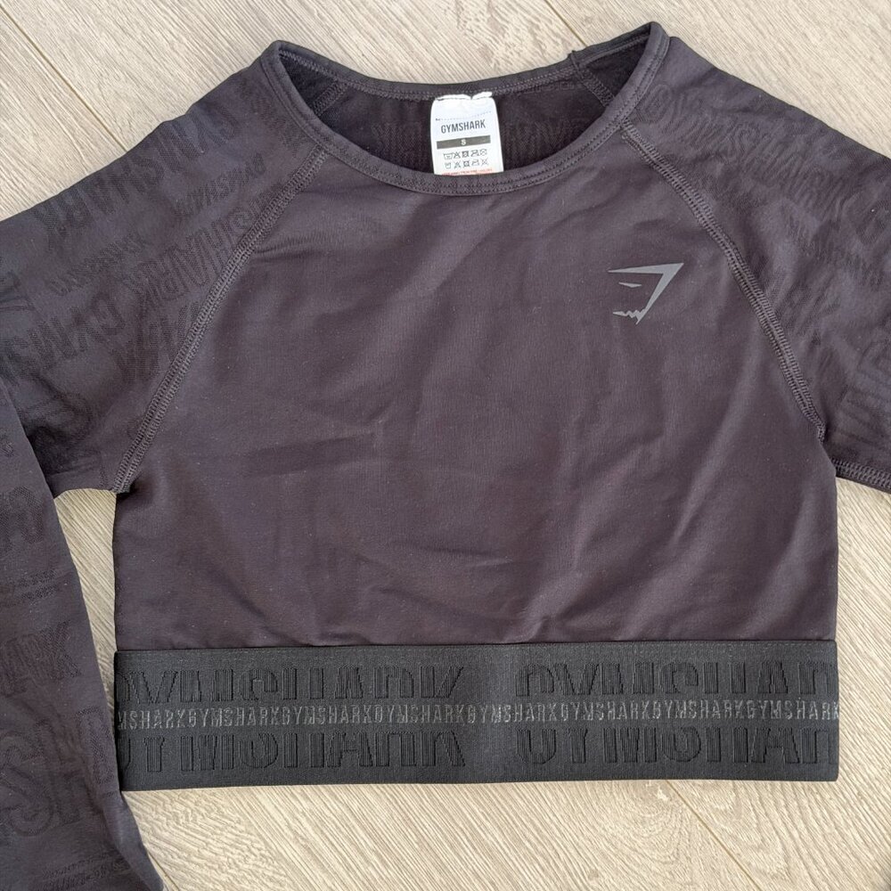 Gymshark Black Cropped Long Sleeve Top | Size S | Athletic Fit - Picture 2 of 9